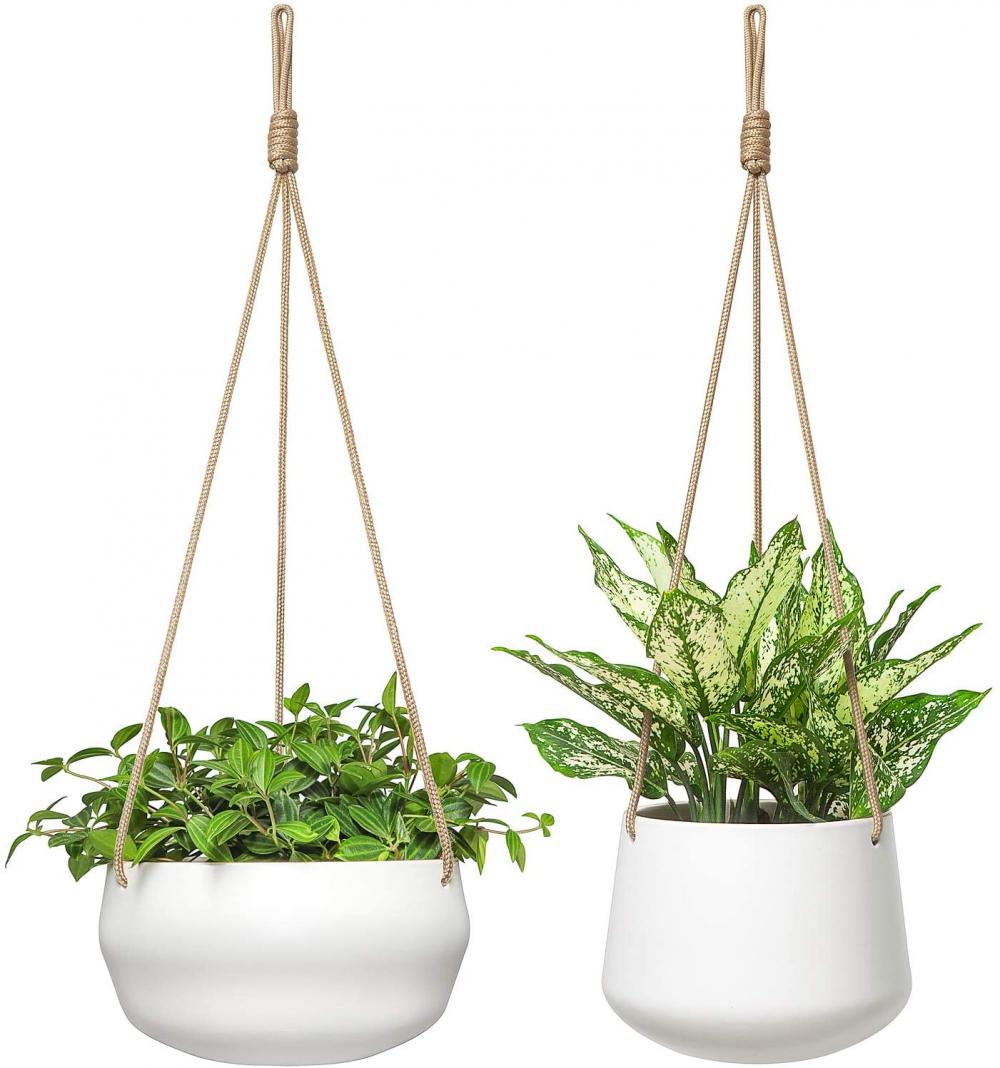 Ensemble de 2 pot de plante avec corde en polyester