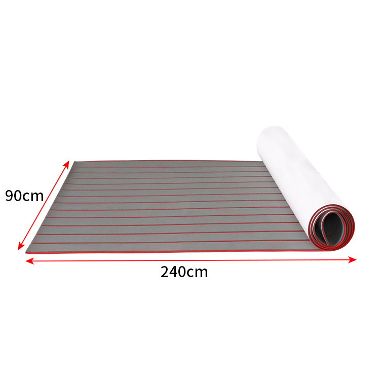 Kích thước 240 cm * 90 cm Màu xám nhạt trên Red Eco Không độc hại Thân thiện với PE / EVA Bọt biển Deck Deck Sàn gỗ tếch