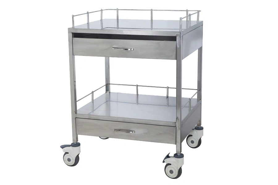 Medical Hospital Dressing Stainless Steel Trolley Surgical Trolley with Drawers