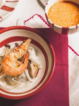Red Striped Ceramic Bowl