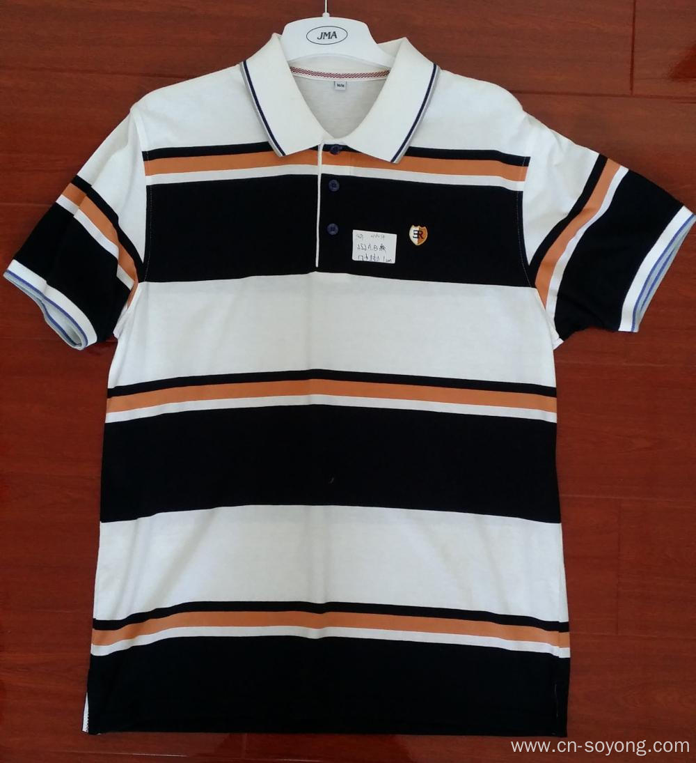 Cotton Yarn Dyed Engineering Stripe Polo Shirts