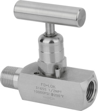 Stainless Steel 316 High Pressure Gas Needle Valve - Rising Plug Valve
