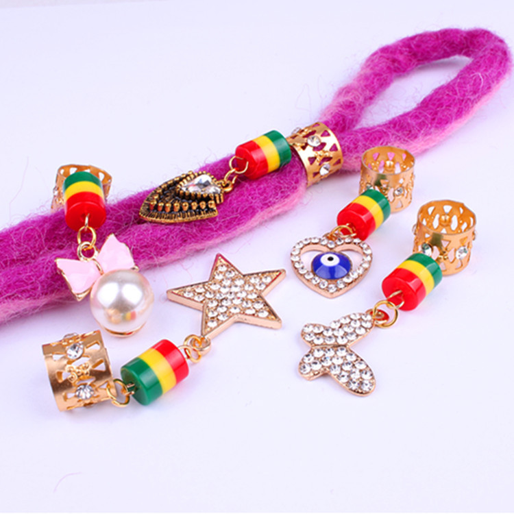 Hair Jewelry Rings Decorations Pendants Aluminum Dreadlocks Beads Metal Cuffs Hair Decorations Rings Accessories