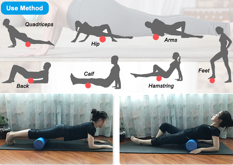 Latihan gim 36 inci 90cm Eco Black Foam Roller Stick untuk urutan otot