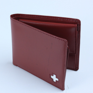 Burgundy Full Grain Leather Men Pocket Bi-fold Wallet