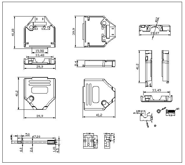 DBZY-15XX1 D-SUB METAL HOODS,15P, Y TYPE,LONG SCREW 