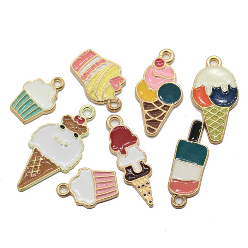 Verschiedene Design-Legierung Eiscreme Charms DIY Emaille Eis am Stiel Cupcake Metallic Sweet Food Anhänger Ohrring Schmuck Zubehör