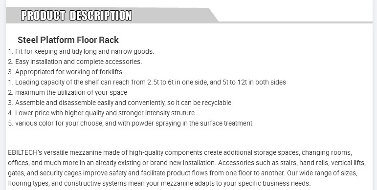 Storage Platform for Warehouse Storage Muti-Layer Storage Rack