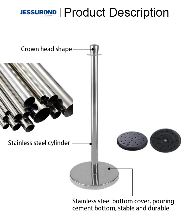 Chrome Stainless Steel Barrier, Stanchion Hotel Barriers Queue Manager/