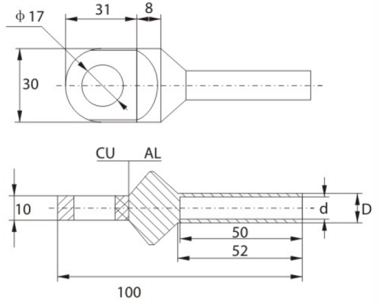 DTL Type Aluminium and Copper cable lug terminals Bimetallic connectors