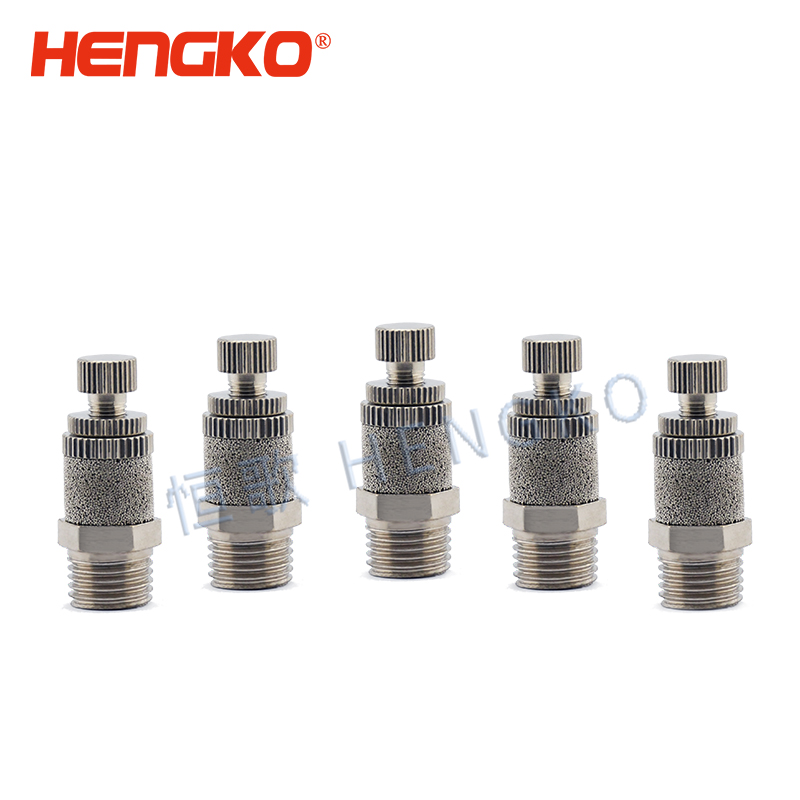 HENGKO sintered air pneumatic bronze stainless steel button bleeder muffler silencer 1/8'' NPT