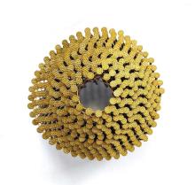 Smooth pale yellow paint small cap coil nail