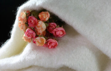 White 60% Acrylic 40% Mohair Throw Blanket With Fringe Ends