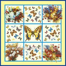 Floral Small Silk Pochette Pokcet Square Digital Print Scarf England