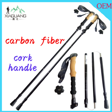 Cork handle carbon fiber folding walking stick/hiking stick