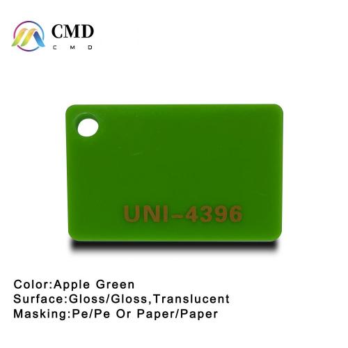 Feuilles acryliques coulées vert pomme 10% translucide