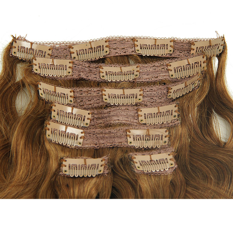 Unprocessed 100%  Human Hair Extension Body Wave Brazilian Clip In Hair Extensions Color 8#