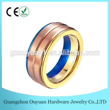 8MM Brushed Rose Gold Tungsten Ring, Rose Gold Tungsten Ring with Bevel Edge