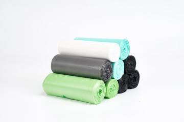 Biodegradable drawstring plastic trash bag