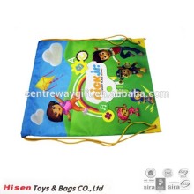 Full printed school polyester backpack with drawstring