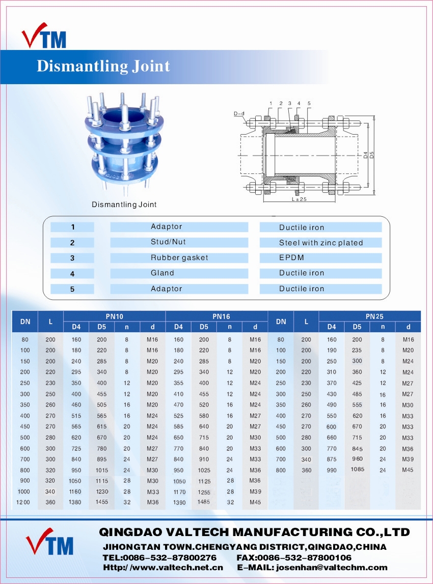 Ductile iron restraint dismantling joint