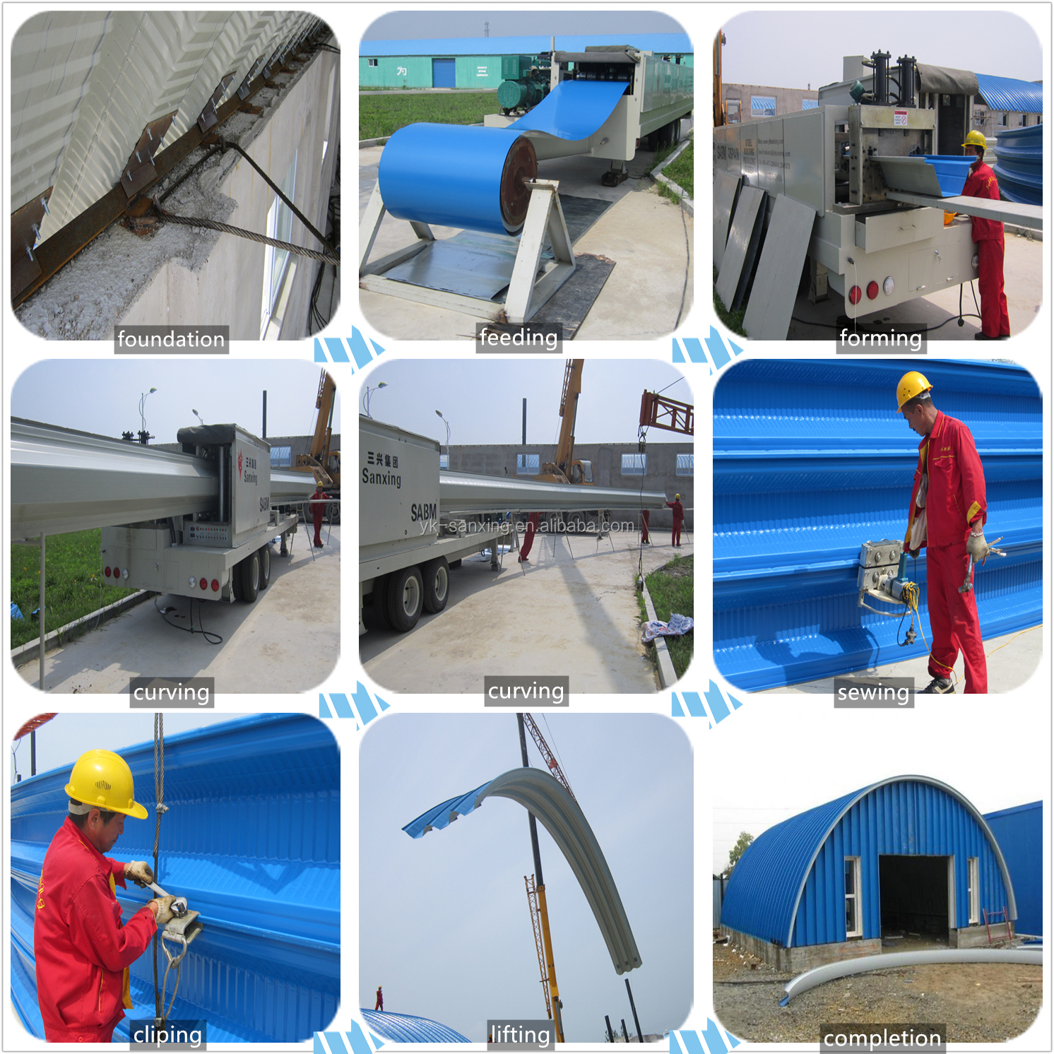 SX- 600-305 K Q span curve roof machine  SABM120 galvanized iron parking ground/area/lot roof building machine