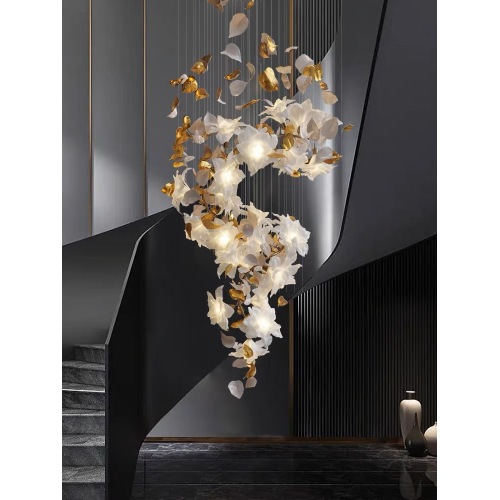 Hall de l&#39;hôtel Crystal Glass Pendant Light Magnolia Chandelier