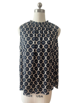 Polyester Spandex Ruffle Neck Line Classic Top