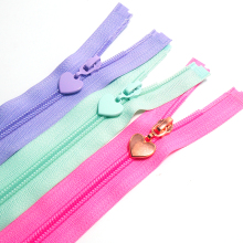 Colorful Nylon Zipper Open End with Heart Shape Slider Puller HVV #5
