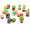 Διάφορα τυχαία μικτά σχέδια Flatback Resin Cactus Cabochon Kawaii Mini Cactus Succulent σε δοχείο φυτό νεράιδα διακόσμηση κήπου