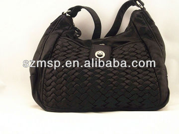 fashion washed black PU woman handbag, designer lady hand bag