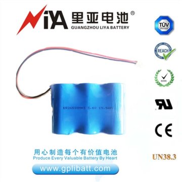 3.6V C size battery pack ER26500M battery pack with connectors