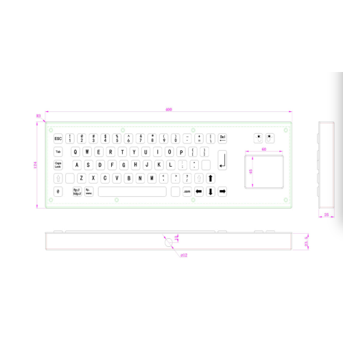 Eksplozyon prèv metal klavye ak touchpad