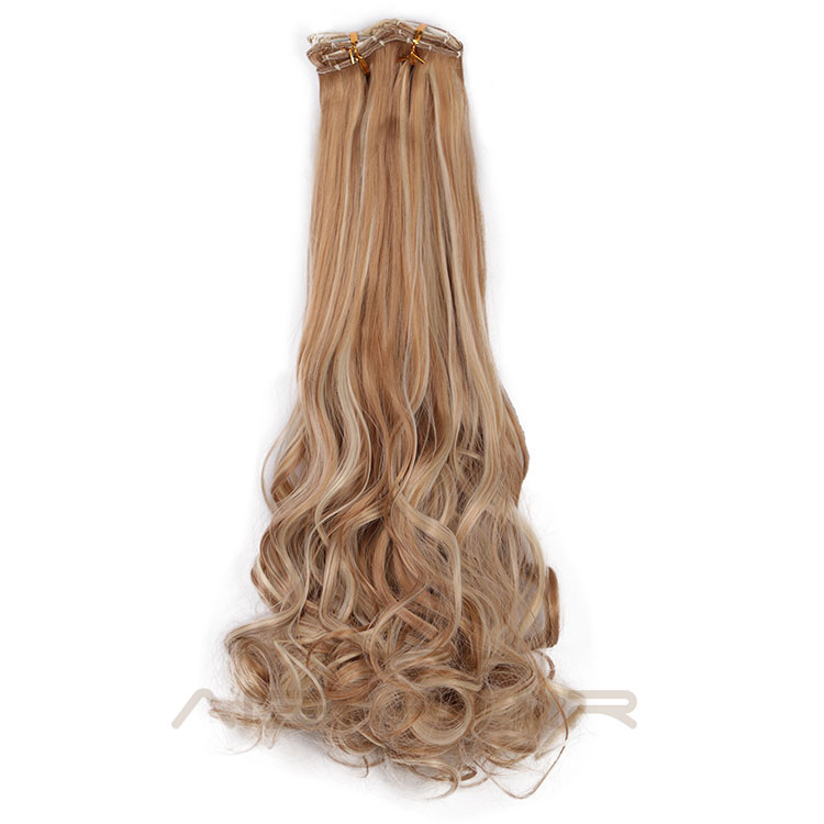 Aisi Hair Synthetic Hair Extensions 8 Pcs 18 Clips Long Wavy Full Head High Temperature Mixed Color Clip In Hair Extensions