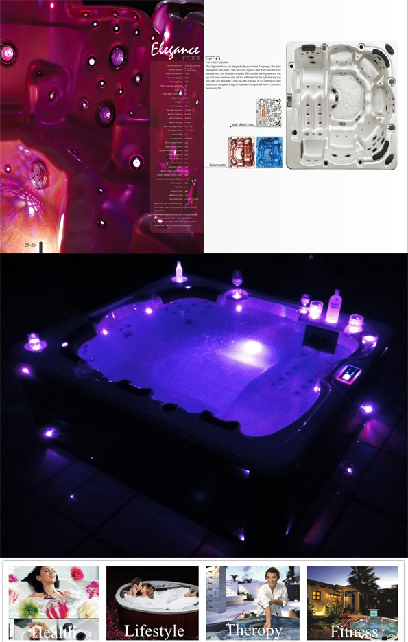 Hot Tubs Massage Whirlpool Outdoor Jacuzzi Spas with LED Light