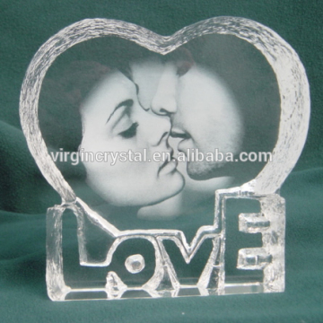 Crystal heart design souvenirs love crystal block for gifts
