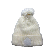 Cream Ribbed Knit Pom Pom Beanie Hat