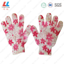 base bathing exfoliating body flower bath gloves