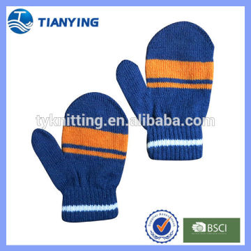 striped acrylic kids mittens knitting pattern