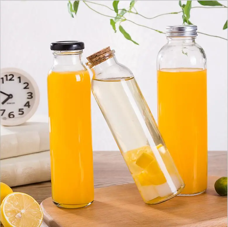 Glass Round Shape Juice Bottle, 250ml Cusomized Logo