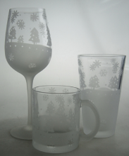 Frosted Snowflake Wine glass and Mug