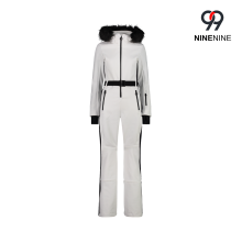 Womens ski suit with detachable hood