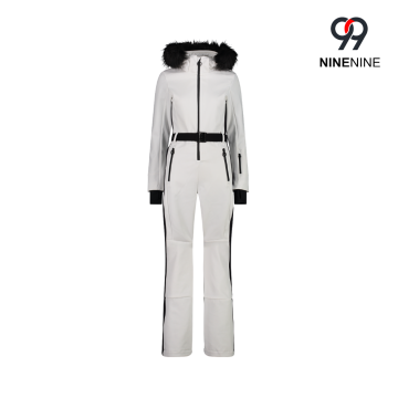 Womens ski suit with detachable hood