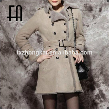Factory wholesale price lady's shearing sheepskin double face fur garment