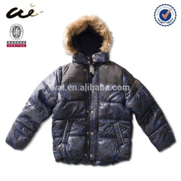 Wholesale clothing mens winter fur hooded polyester jackets