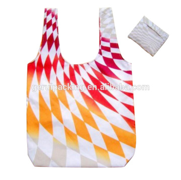 vest nylon foldable bag, promotion foladable shopping bag, polyester foldable bag