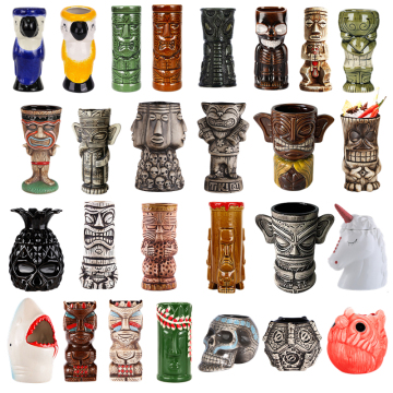 Wholesale Hawaiian Tiki Mugs: Creative Cocktail Glasses, Handmade Custom Ceramic Tiki Cups for Bars