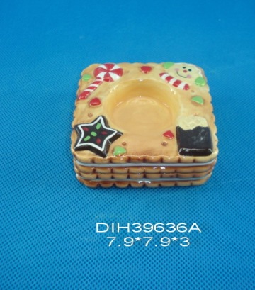 Christmas Decoration Ceramic Square Candle Stand