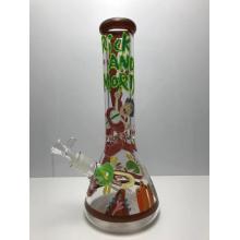 Rick dan Morty Luminous Beaker Kaca Tebal Bongs