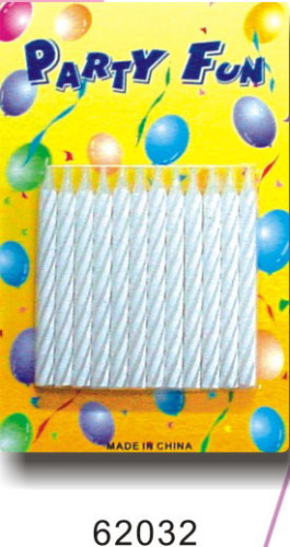 Solid white birthday candles, 24 candles in a blister card